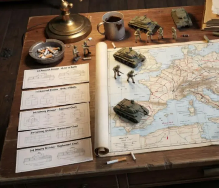 Ekran z szablonami dywizji przedstawiający optymalizację armii w Hearts of Iron IV