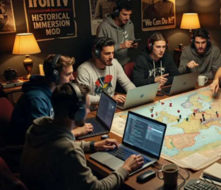 Dyskusja społeczności o modach do Hearts of Iron IV na ekranie komputera